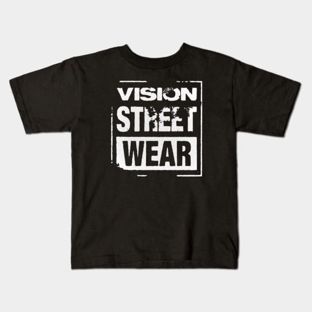 Vision Street Wear Skateboarding Disstresed 1980s Original Aesthetic Tribute 〶 Kids T-Shirt by Terahertz'Cloth